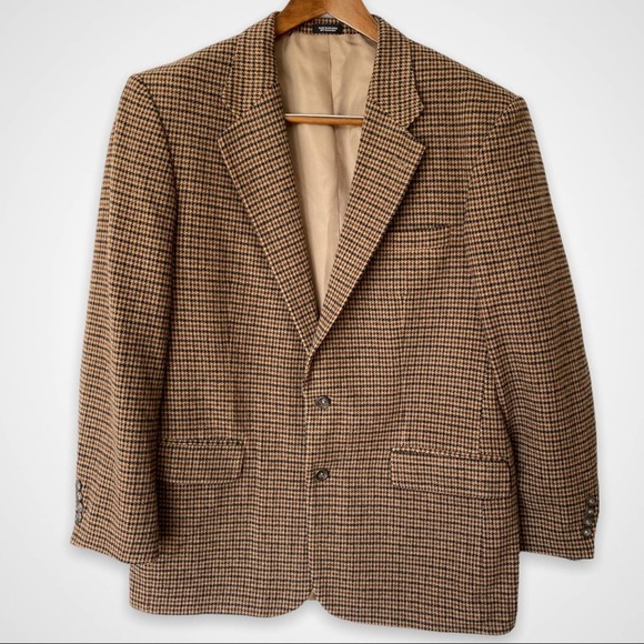 Robert Graham Other - Vintage Robert Stock Wool Camel Hair Tweed Sport Coat Blazer Jacket Size 42 L